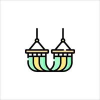 A pair of hanging lights with a green and yellow color scheme vector