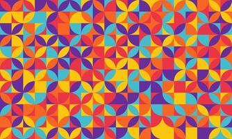 Vibrant geometric pattern featuring a repeating floral motif in bold, saturated colors. vector