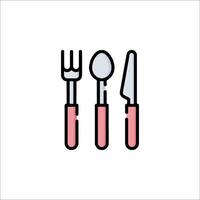 A flat icon of a fork, spoon and knife vector