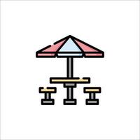 A picnic table and umbrella icon vector