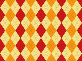 Vibrant argyle pattern in red, orange, and cream. A classic design perfect for backgrounds, textiles, and fashion projects. This timeless geometric print offers a sophisticated and energetic feel. vector