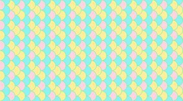 Vibrant pastel pink, yellow, and teal fish scale pattern. Perfect for playful backgrounds, textiles, website design, or whimsical branding. vector