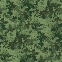 Abstract digital camouflage pattern. Versatile green pixelated texture ideal for backgrounds, apparel design, military themes, or gaming projects. vector