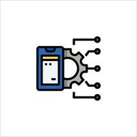 A mobile phone with gears and gears on it vector
