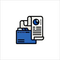 A blue and white icon of a document and a wallet vector