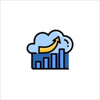A cloud with an arrow going up and a bar chart vector