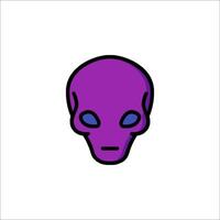 Alien head icon in purple color on white background vector