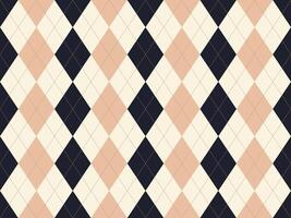 Elegant argyle pattern in muted peach, cream, and navy. Perfect for backgrounds, textiles, or stylish branding. Sophisticated geometric design evokes classic style and timeless appeal. vector