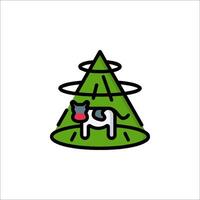 A cow in a green field with a tree in the background vector