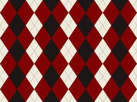 Classic argyle pattern in rich red, black, and offwhite. Elegant geometric design ideal for backgrounds, textiles, or fashionrelated projects. vector