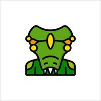 A green alien head with a yellow face vector