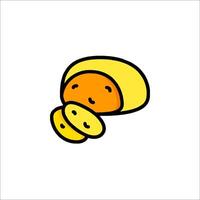 A cartoon of a slice of bread with a slice missing vector