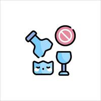 A cartoon icon of a glass and a bottle vector