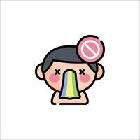 A cartoon character with a no no sign on his face vector