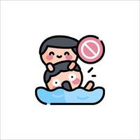A cartoon character with a sign that says no swimming vector