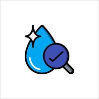 A blue water drop with a magnifying glass and a check mark vector