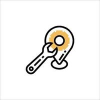 A wrench and a pin on a map vector