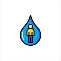 Water drop icon with a man inside vector