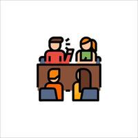 People at a meeting with a speaker and a microphone vector