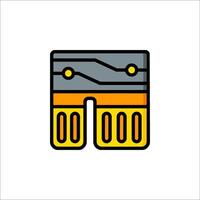 A circuit board with a yellow and orange design vector