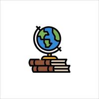 A globe on top of books and a book on top of a stack vector