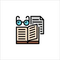 An open book with glasses and a paper vector