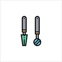 Two tools with a blue and green handle on a white background vector