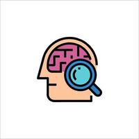 A person with a magnifying glass looking at a brain vector