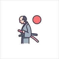 A man in a kimono holding a sword vector
