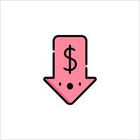 A pink arrow with a dollar sign on it vector