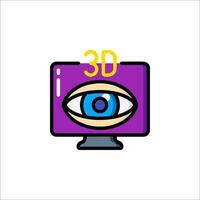3d eye icon on a monitor vector