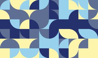 Abstract geometric pattern with pastel blue, navy, and pale yellow semicircles and squares. Modern, minimalist design ideal for website backgrounds, presentations, or textile prints. vector