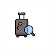A suitcase with a magnifying glass and a piece of paper vector