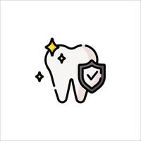 Tooth with shield and stars icon vector