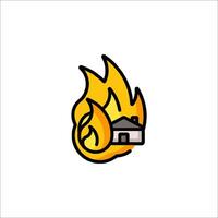 A house with a fire and flames on it vector