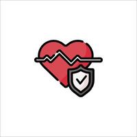 Heart health icon with a tick mark vector