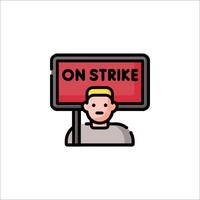 A man holding a sign that says on strike vector