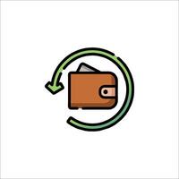 Wallet icon with a green arrow pointing to it vector