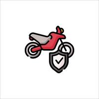 Motorcycle and shield icon vector
