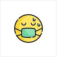 A cartoon smiley face with a mask on it vector