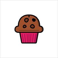 A cupcake icon with chocolate chips on top vector