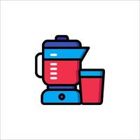 A blender and cup are shown in a flat line style vector