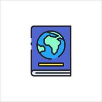 Book with globe icon on white background vector