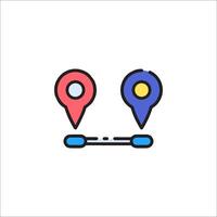 A map marker icon with two pins vector
