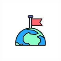 The globe with a flag on top of it vector