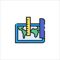 A globe and ruler icon on a white background vector