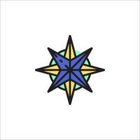 A compass icon with a blue and yellow star vector