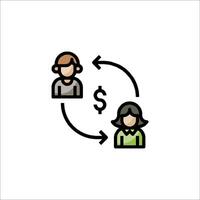 A woman and man are in a circle with a dollar sign vector