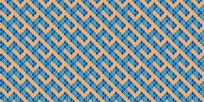 Abstract geometric seamless pattern. Interlocking blue and peach shapes create a dynamic, textured design. Perfect for textile prints, website backgrounds, or modern branding. vector