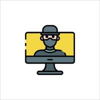A man wearing a mask on a computer screen vector